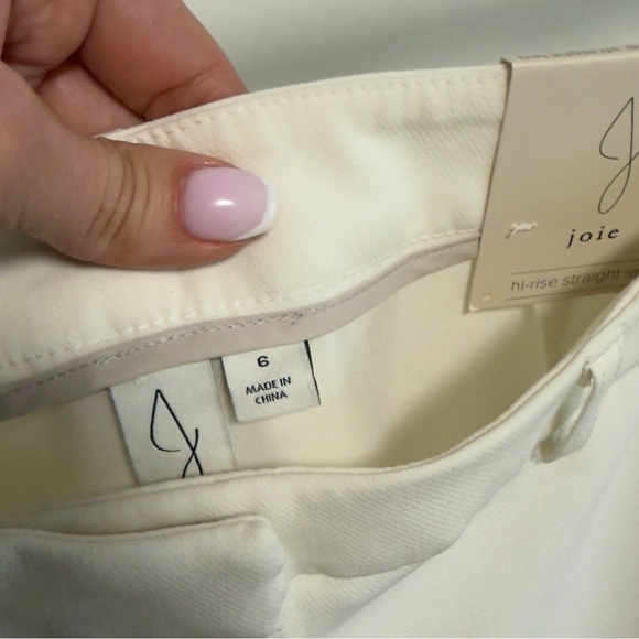 NWT Joie Cream Ivory Hi-Rise Straight Leg Pants | Size 6 | Minimalist Trouser - Picture 5 of 7